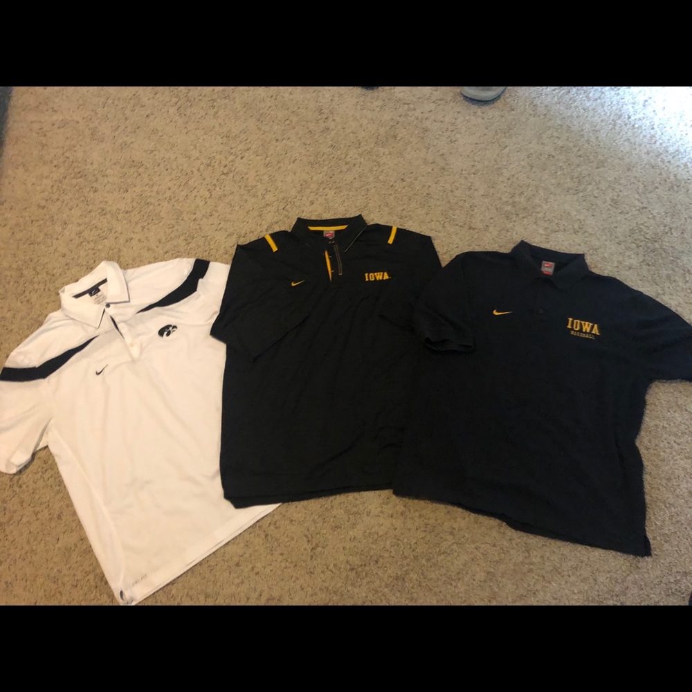 THREE (3) Nike IOWA Hawkeye Golf Polos